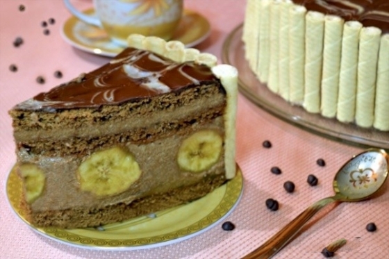 Шоколадно-банановый торт